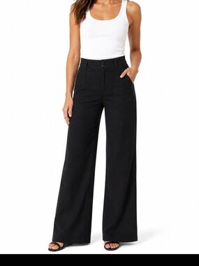 Anthropologie Maeve Naomi Black Linen Blend Wide Leg Pants 10